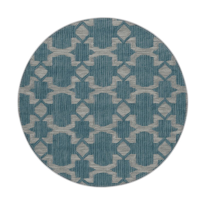 Tapis gris intérieur et extérieur Trellis, Rond 5 pi