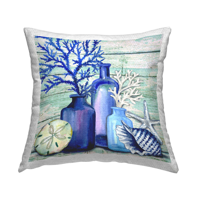 Coussin d'extérieur imprimé maritime «Nature morte maritime» par Elena Vladykina Levison Designs