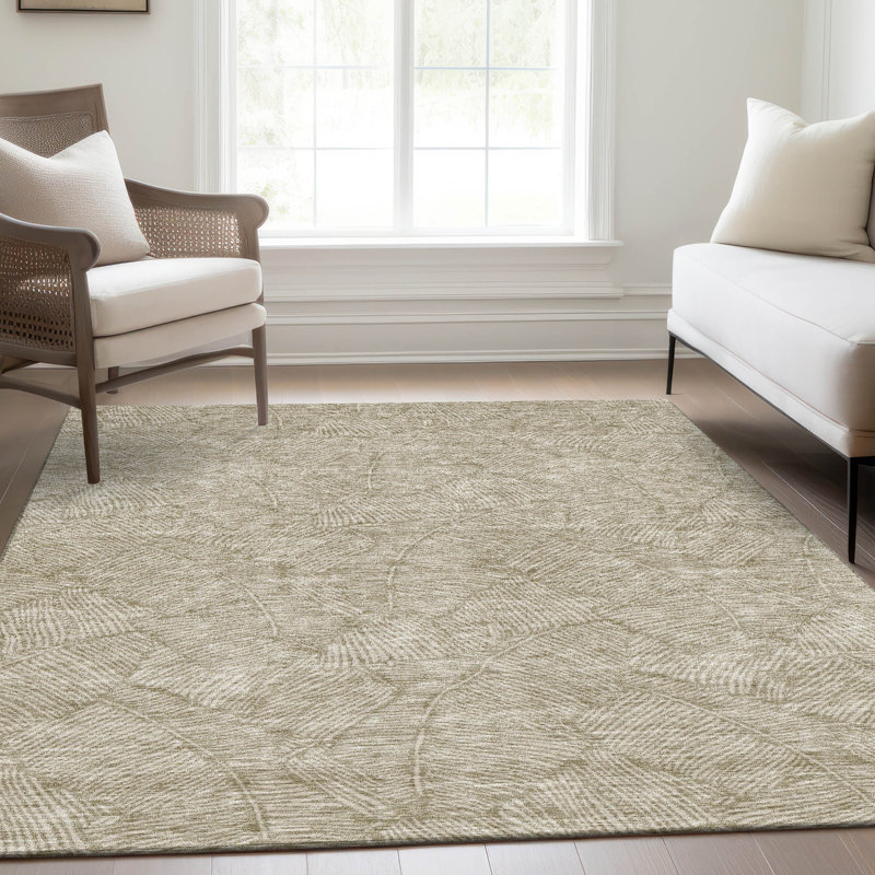 Premium Machine Washable Prisco Taupe Rug, Rectangle 5' x 7'6"