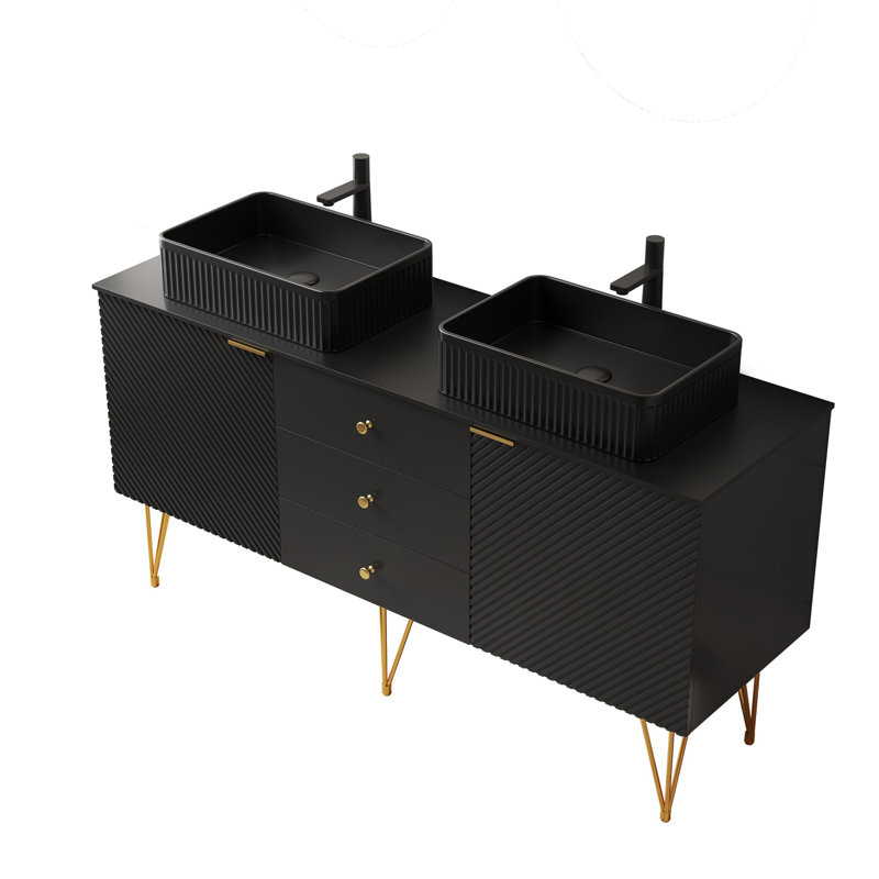 Meuble-lavabo autoportant avec tiroirs, pré-assemblé