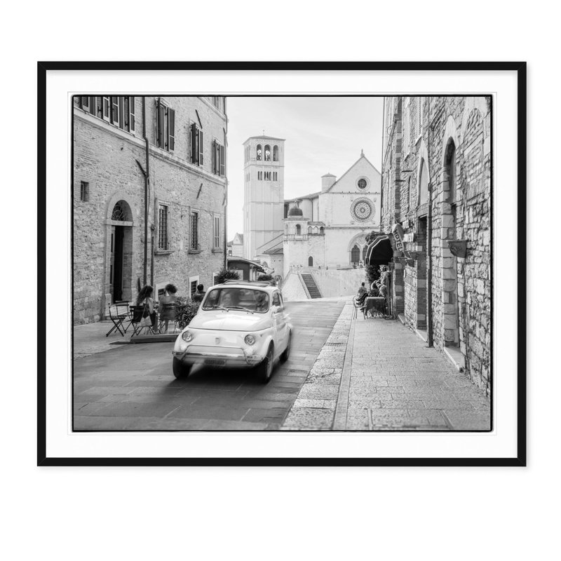 Italian Wedding Fiat - Picture Frame Photograph, Black Framed, 29.5" H x 35.5" W