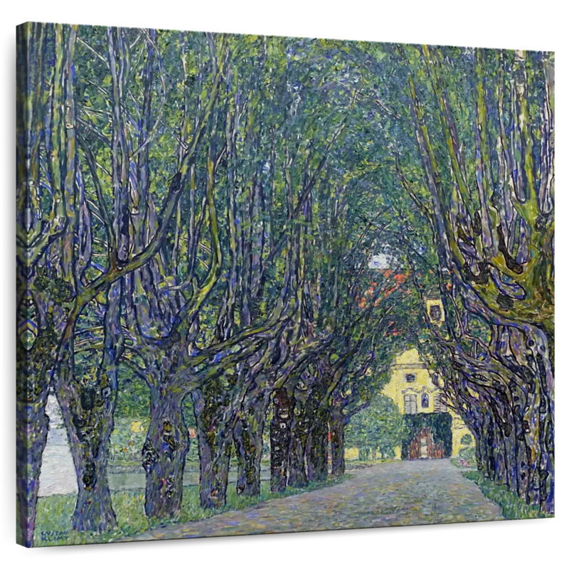 Route bordée d'arbres menant au manoir de Kammer, H 16 po x l 16 po