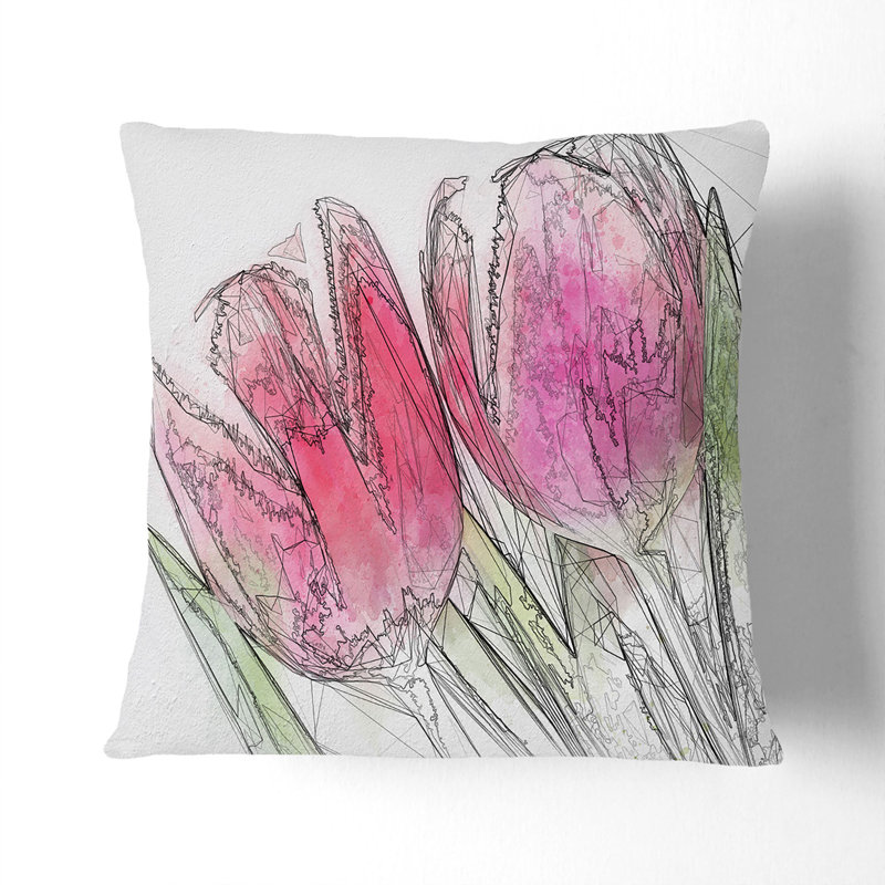 Floral Square Cushion, 55cm H x 55cm W x 20cm D