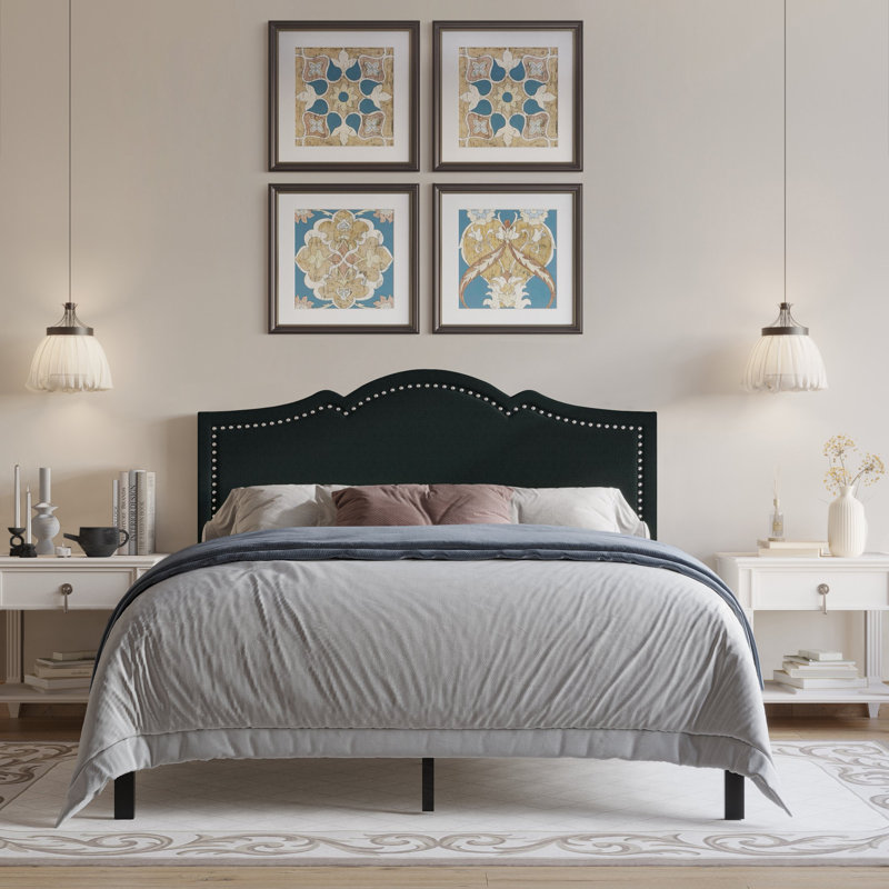 Katin Upholstered Platform Bed, Charcoal Gray, King
