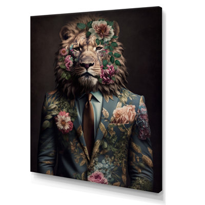 Glamour mode lion avec costume de fleurs sur toile