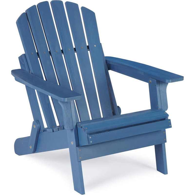 Chaise Adirondack pliante en bois pour terrasse de jardin, Bleu