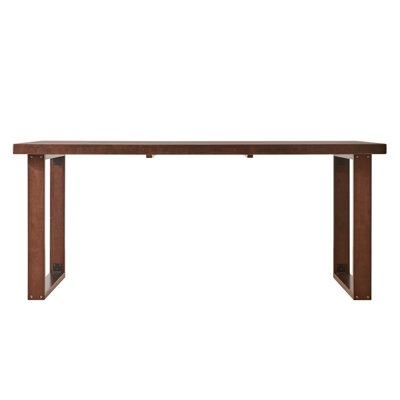 180cm Large Solid Wood Dining Table, Mid‑Century Modern Rectangular Solid Wood Kitchen Table, Dark Walnut Solid Wood Table for Dining Room Home Office