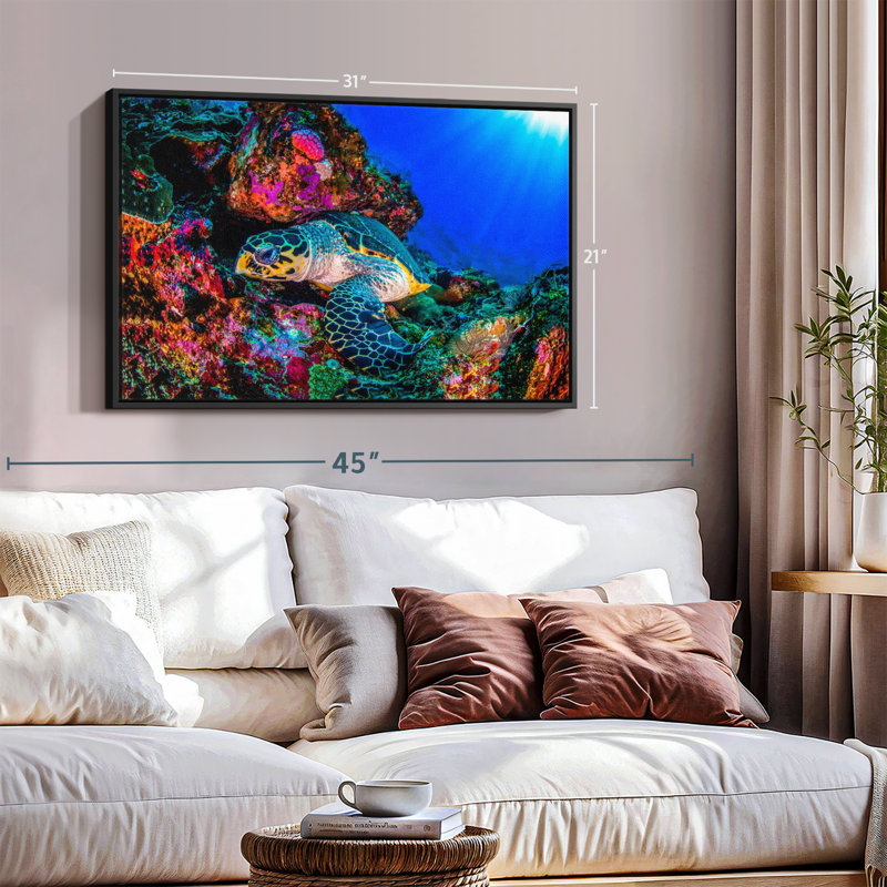 "Tortue, océan, art mural", H 21 po x l 31 po