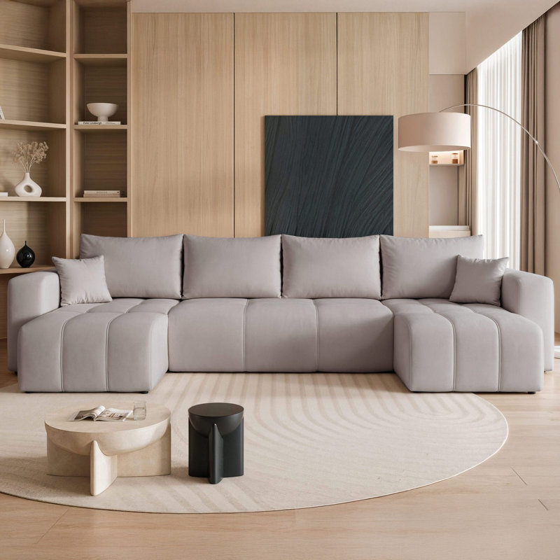 5 Seater Sofa Bed, Light Grey