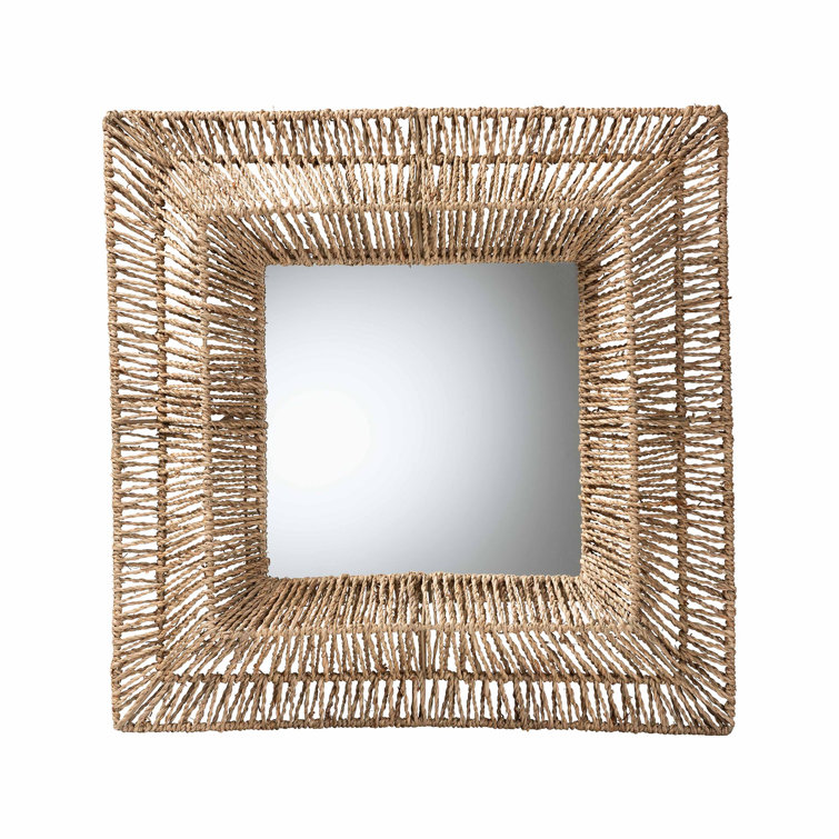 Alphus Square Seagrass Beveled Wall Mirror (broken glass)