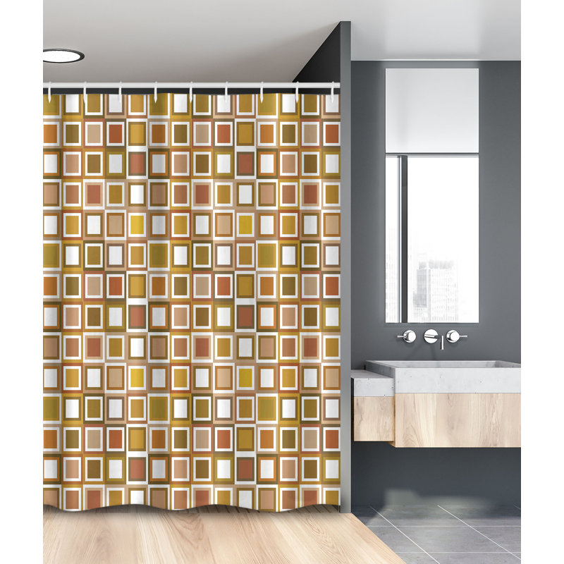 Geometric Shower Curtain with Hooks Included, 78'' H x 54'' W