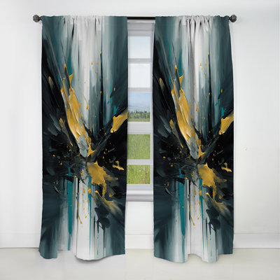 Yellow And Green Essence Of Modernity I - Abstract Geometric Blackout Curtain - 1 Panels