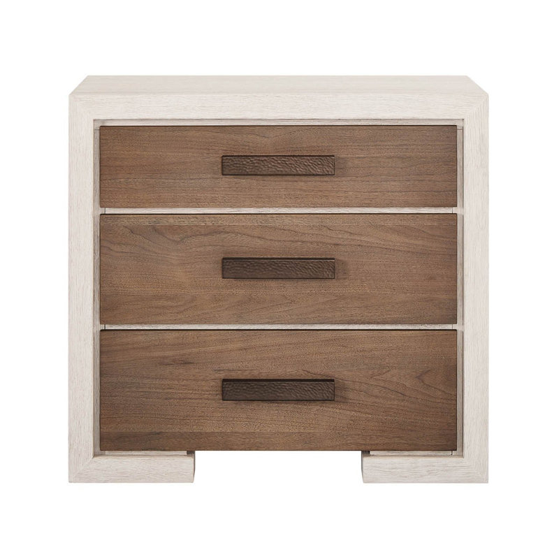 Modern Veil Veil/Mist Two-Tone Soft Close Nightstand, Beige