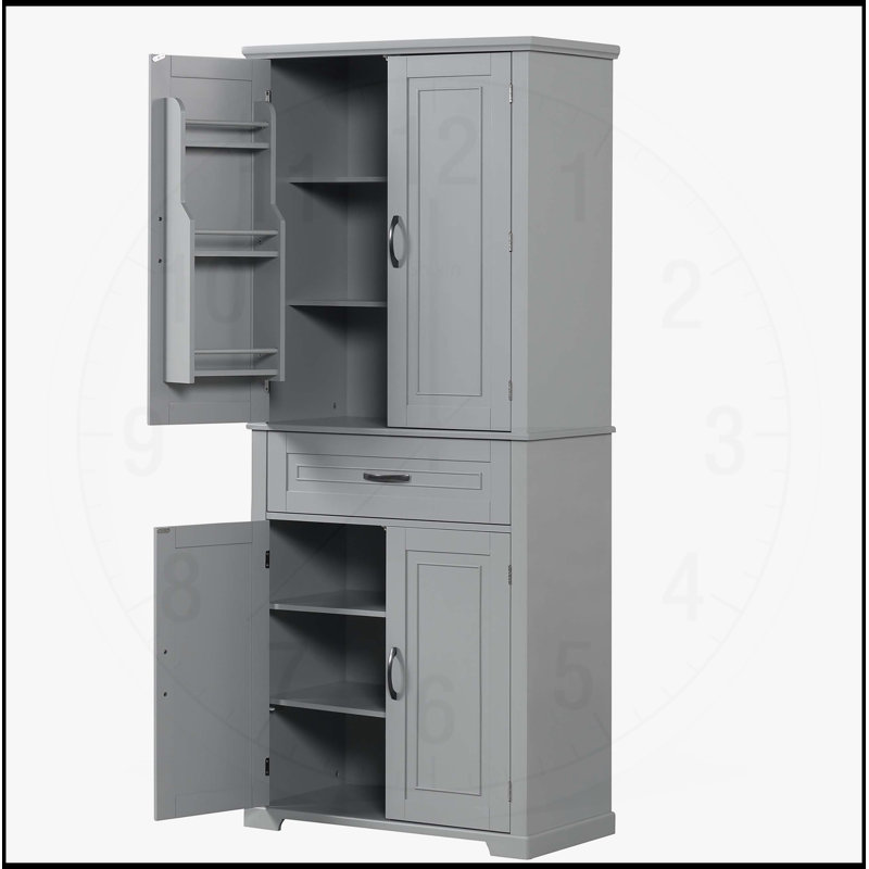 Versatile Bathroom Cabinet With Multiple Compartments And Adjustable Shelves For Optimal Storage, Gray