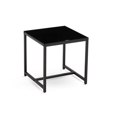 Modern Glass and Metal Side Table for Living Room and Outdoor Use