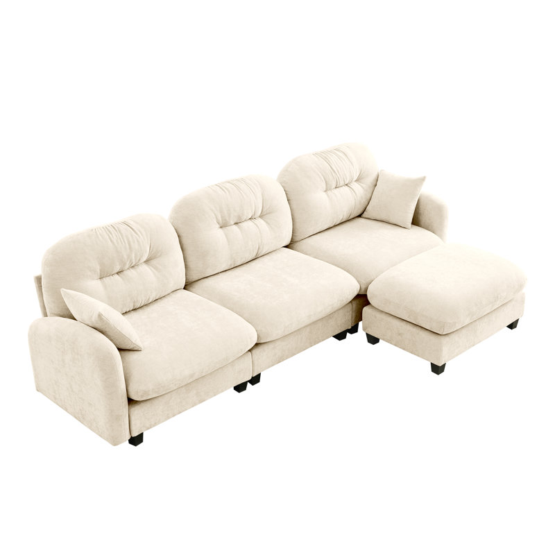 Canapé modulaire en L de qualité supérieure avec repose-pieds, dossier ergonomique et dossier capitonné de qualité supérieure, canapé à assemblage facile pour une utilisation multi-espace