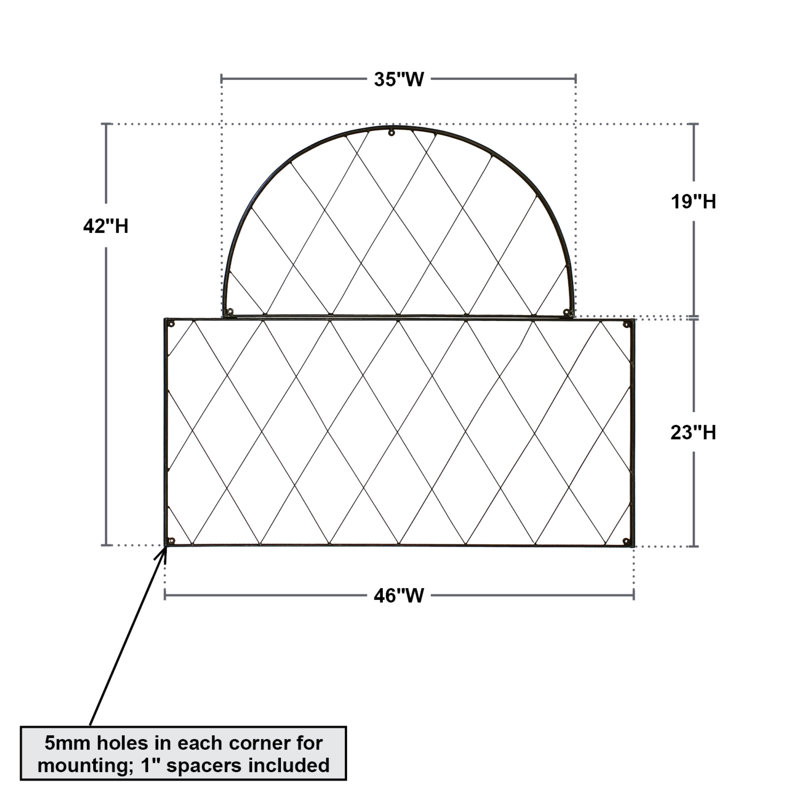 Danielson 42'' H x 46'' W Iron Lattice Panel Trellis