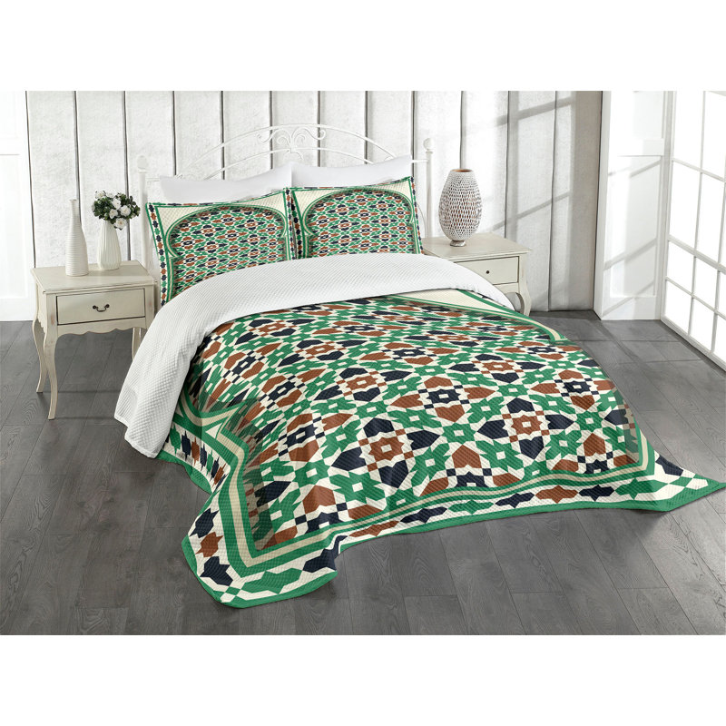 King White Quilted Bedspread Set with Pillow Shams