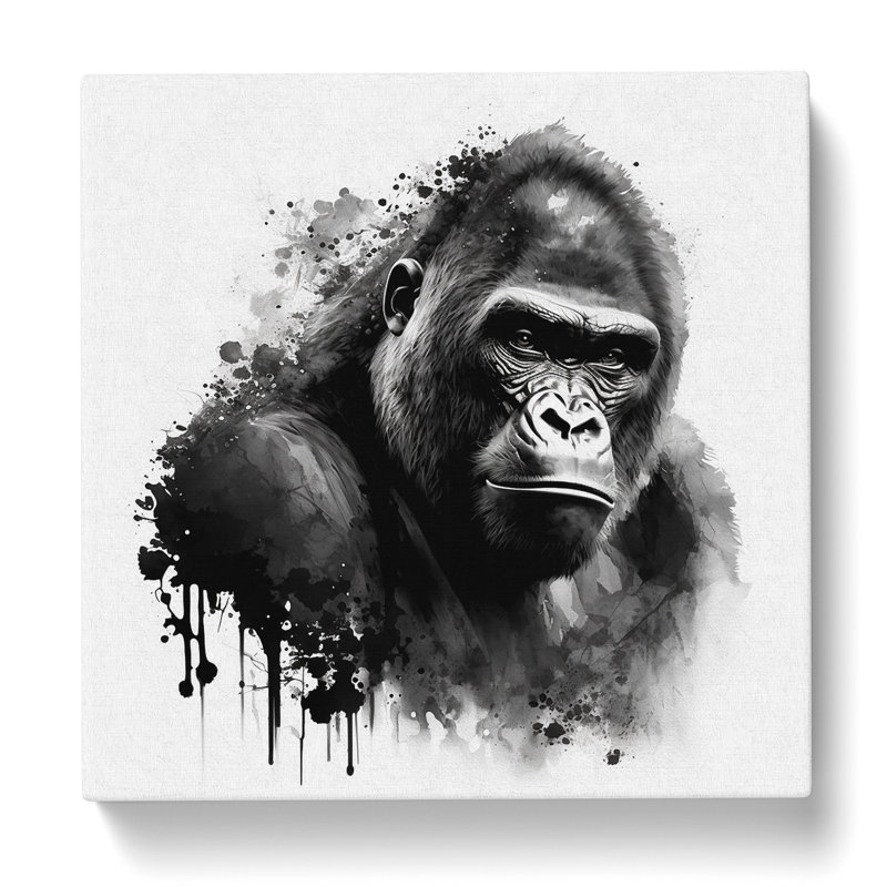 Gorilla Ink Wash - Wrapped Canvas, 35cm H x 35cm W x 3cm D