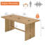 Table de salle à manger moderne en placage de bois massif de 67 po WAMPAT, table de cuisine pour 4 à 6 personnes avec un arc noir, table de salle à manger en bois robuste pour la salle à manger, la cuisine-720124272