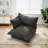 Plush Gray Upholstered Chenille Accent Chair with Oversized Cloud Cushions-1102286620
