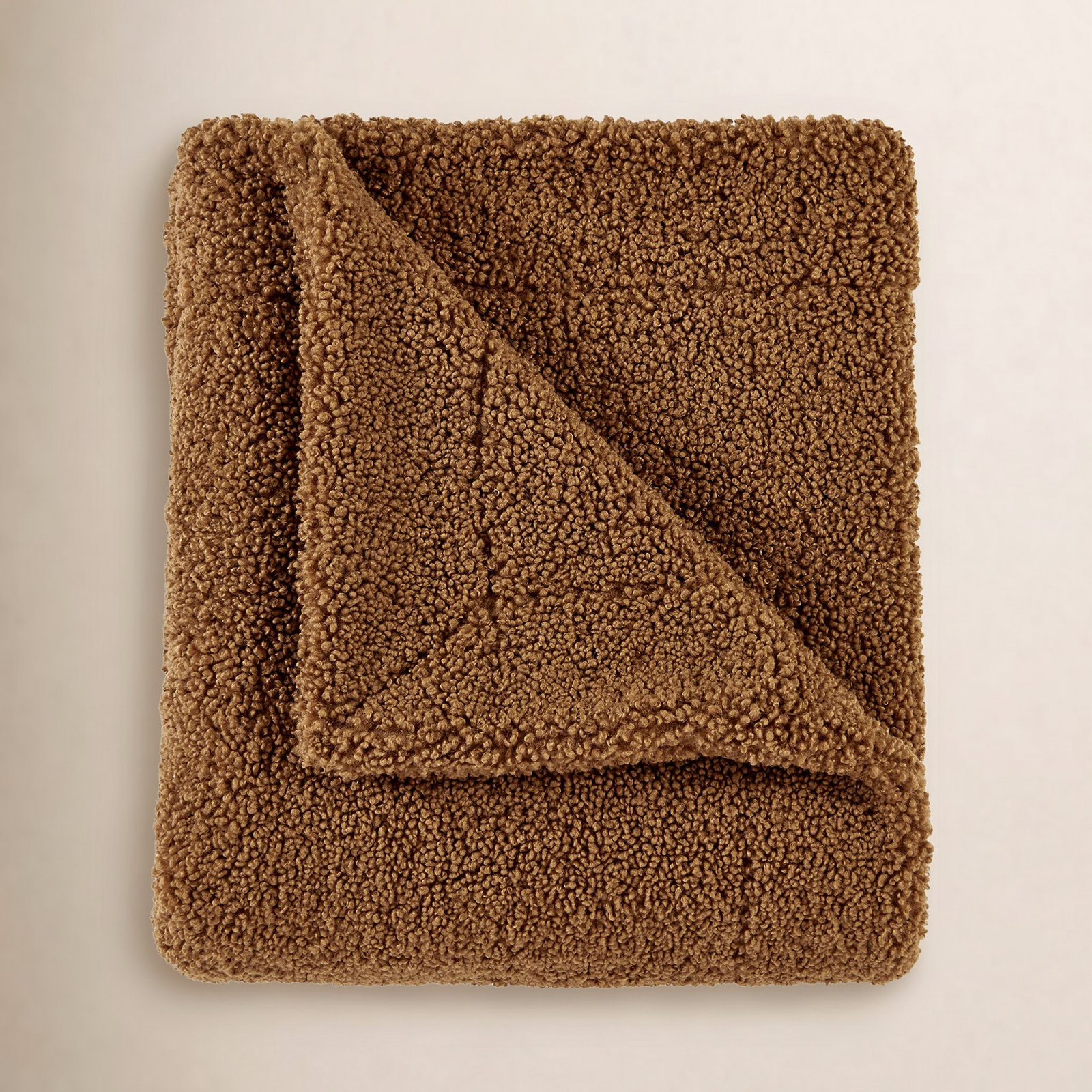 Teddy Boucle Throw Blanket, 60" W x 90" L, Brown