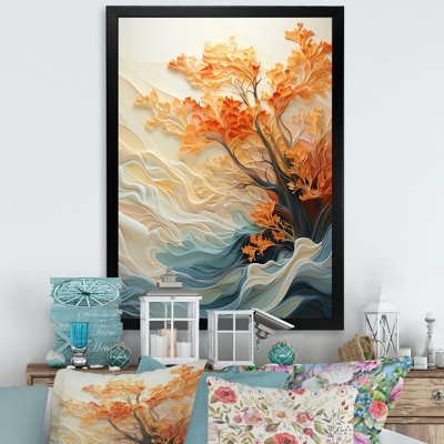 «Orange Bold Waterfall Sunrise II», art mural abstrait