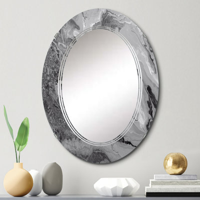Miroir mural abstrait, art décoratif liquide gris ondulé