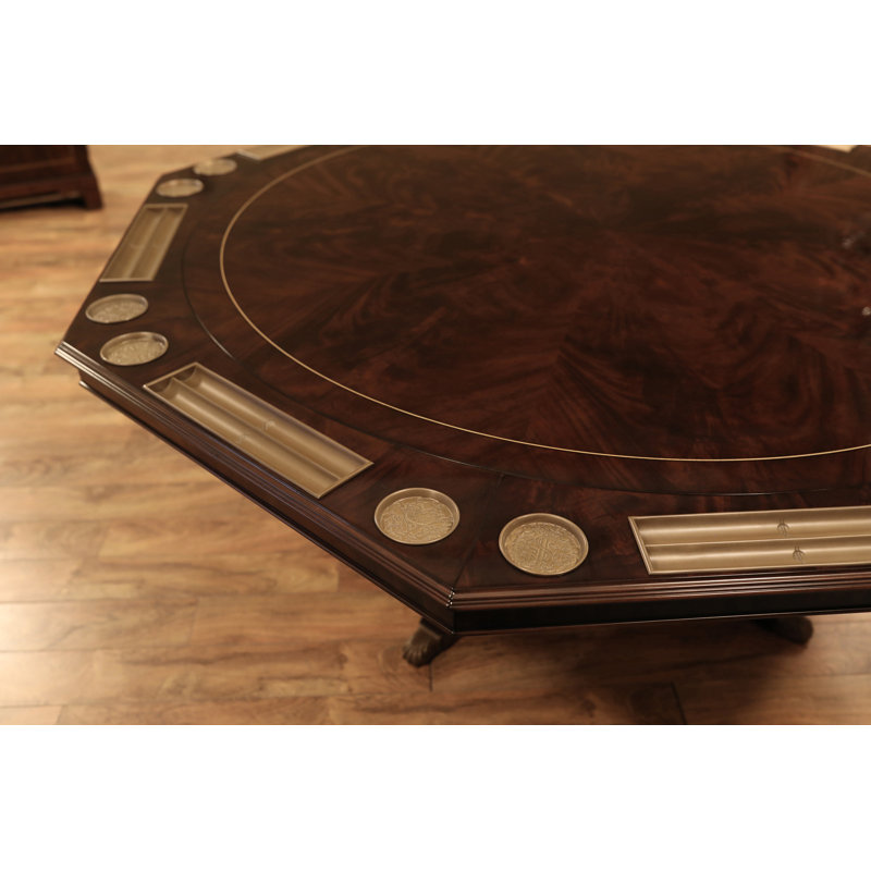 Large Dark Transitional Expandable Dining & Gaming Table With Perimeter Leaves and Leaf Storage Cabinets