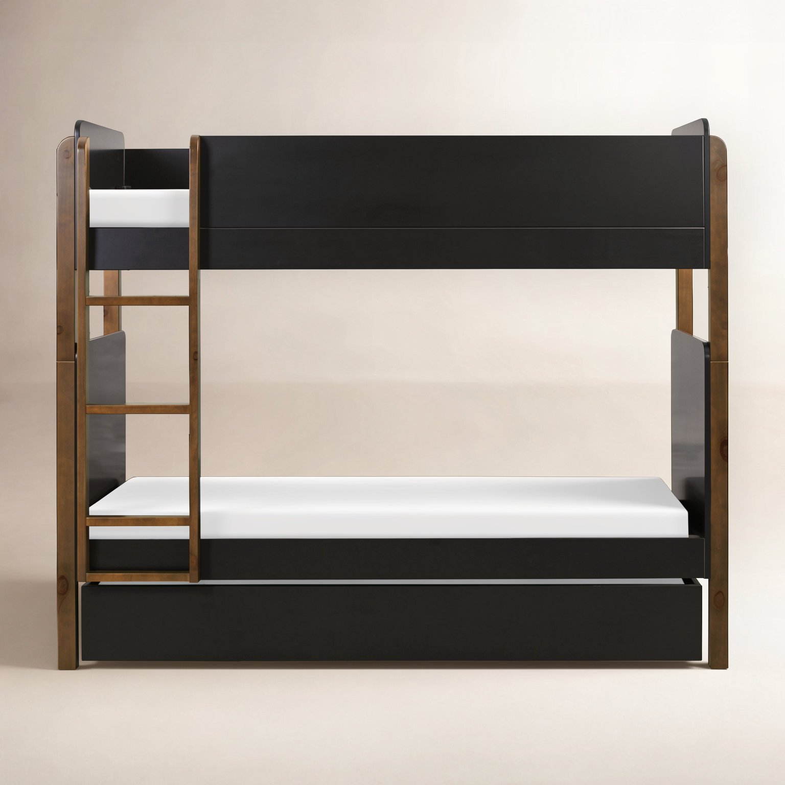 TipToe Twin Bunk Bed, Black/Natural Walnut