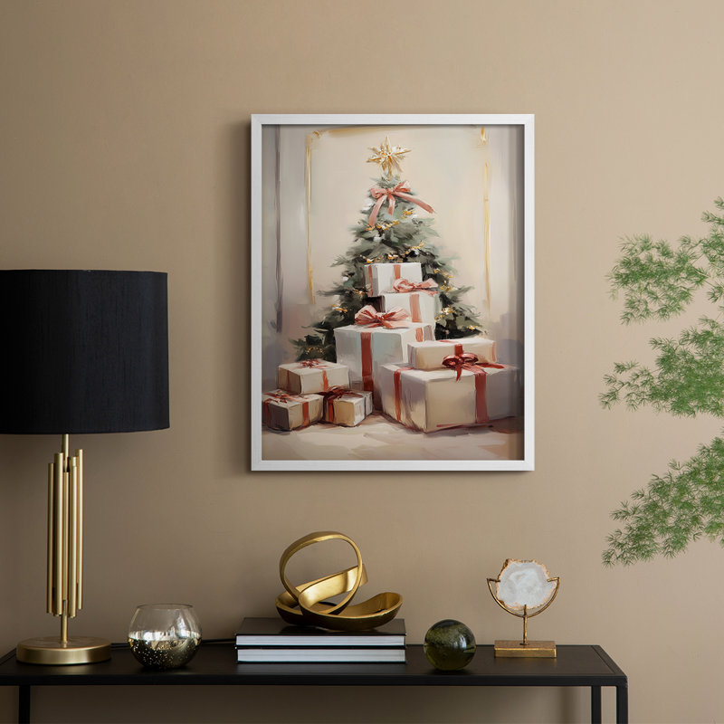 «Christmas Holiday Art», série 2-XXXVI, reproduction encadrée - bois massif, H 30 po x l 24 po, Blanc