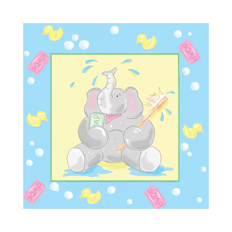 Baby Elephant Bath II by Jade Reynolds - Wrapped Canvas Painting, 66.04 cm H x 66.04 cm W x 1.91 cm D