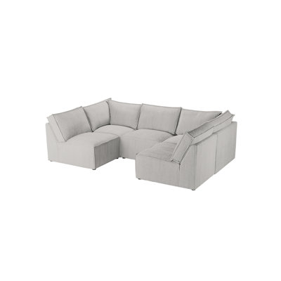 Beadie 5-Piece Corduroy Cord Corner Sofa 