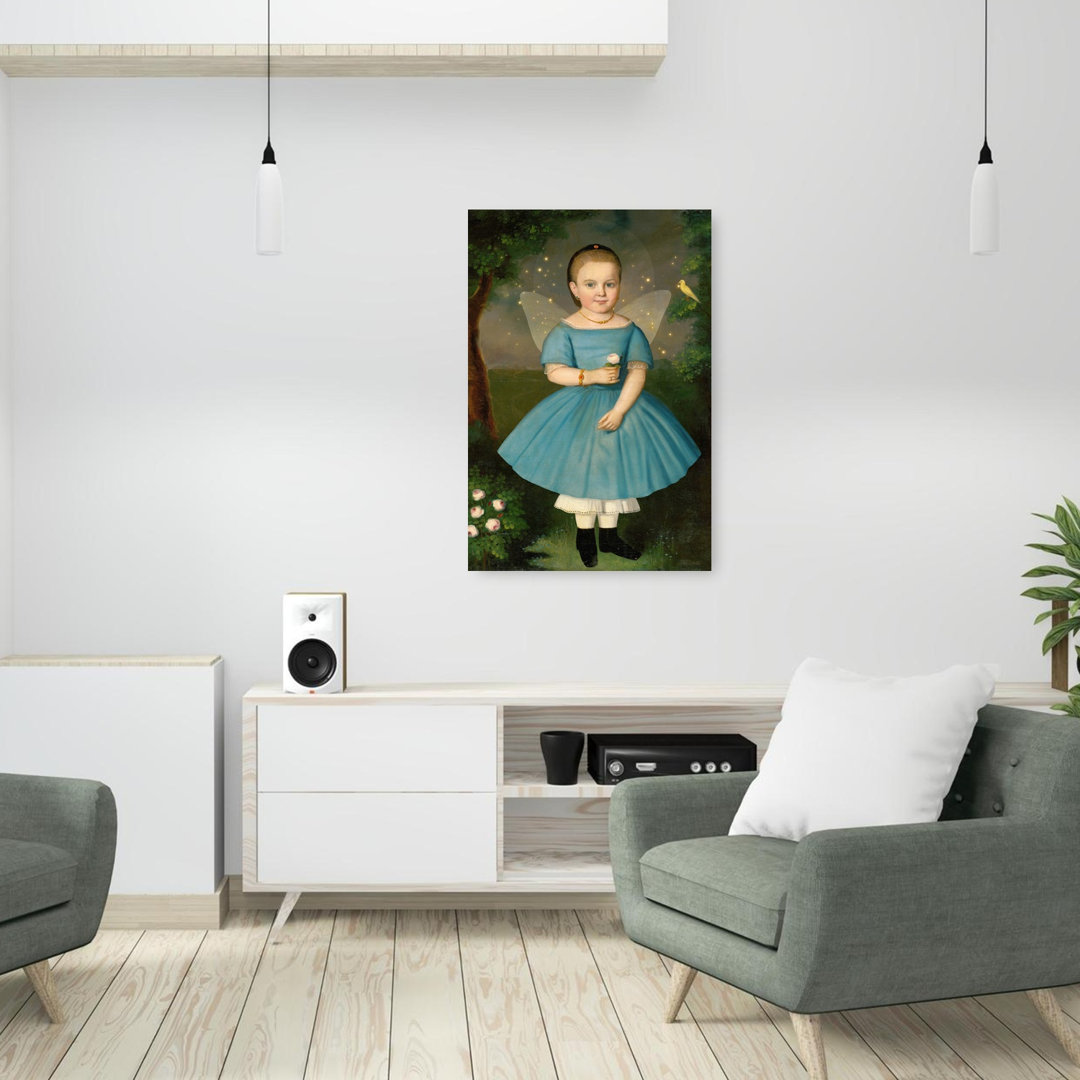 Vintage Fairy Portrait Classic Dreamy Ethereal Bird Rose Forest Nature Wall Art Print