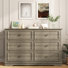 Ensemble de chambre à coucher 3 pièces, commode 6 tiroirs et table de chevet 47,2 po