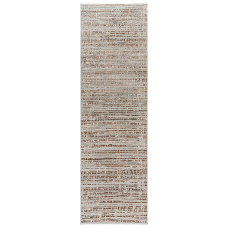 Miesner Dario Modern Striped Cream Polyester High-Low Indoor Area Rug