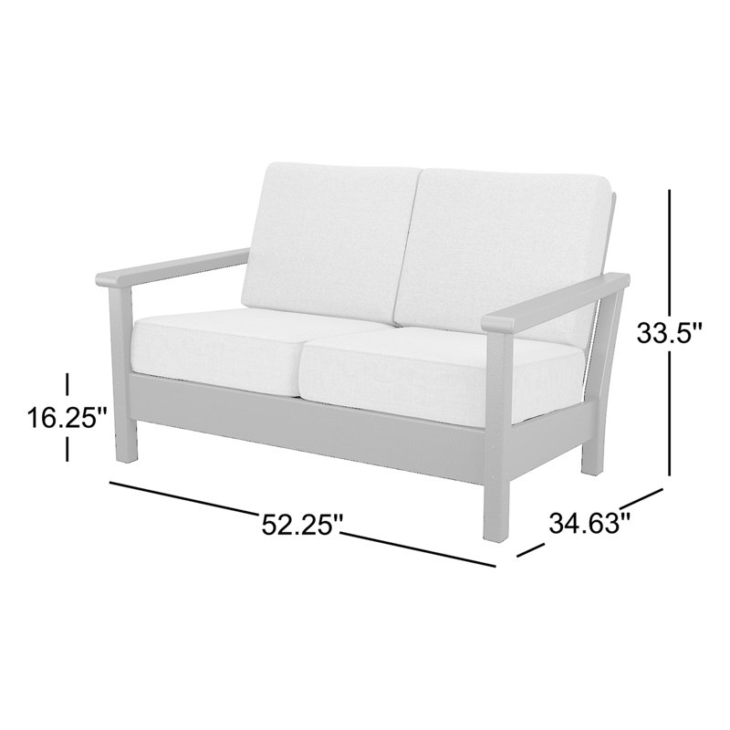 Causeuse d'extérieur 52,25 po avec coussins Harbor, Brun, Gris