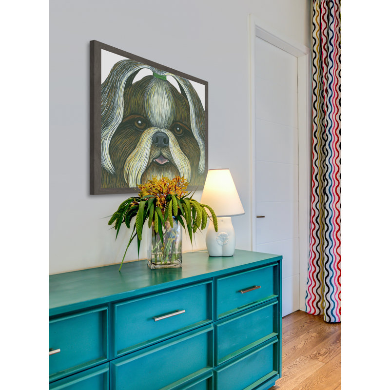« shih tzu », reproduction d’art encadrée, H 12 po x l 12 po x P 1,5 po