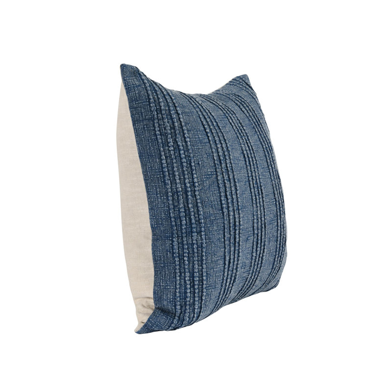 Square Pillow Cover & Insert, Navy Blue Striped