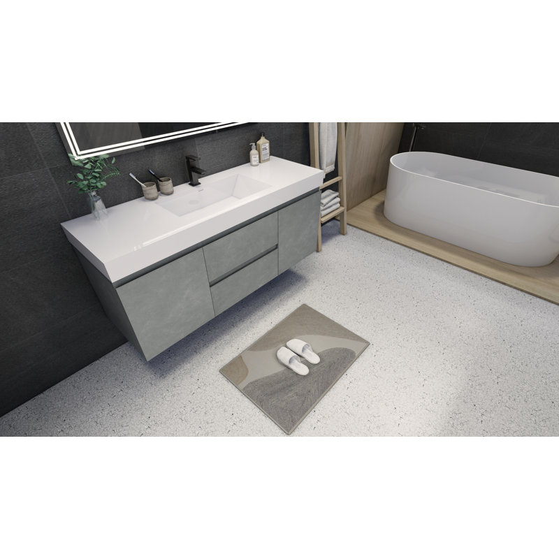 Ensemble de meuble-lavabo mural simple 59 po Mitul, Gris ciment