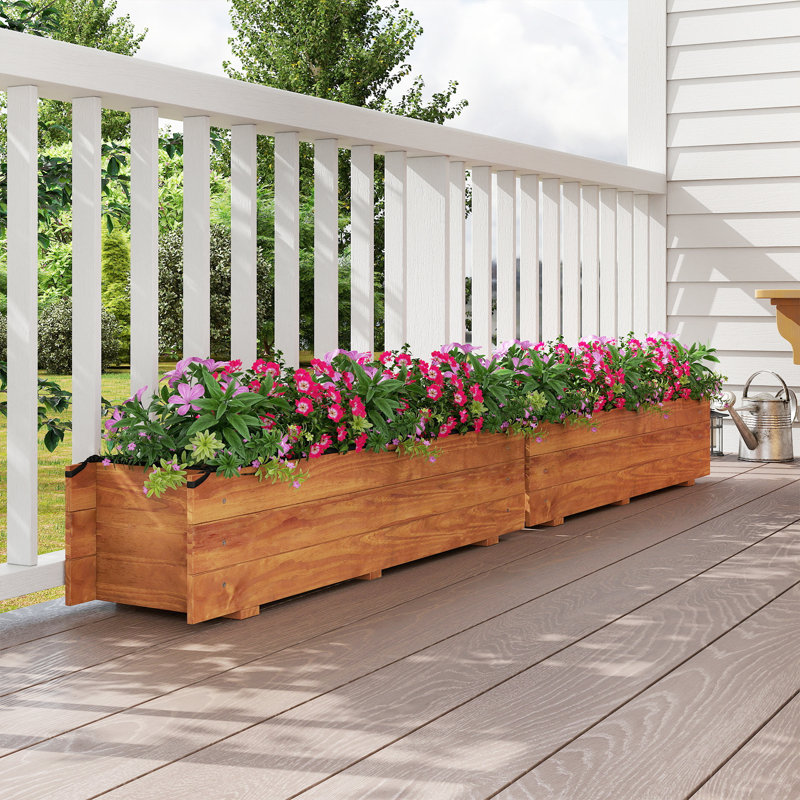 2 lits de jardin surélevés en bois avec trous de drainage, doublure pour plante à fleurs, 2
