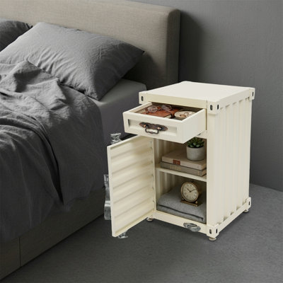 Container Style Side Table With Drawer