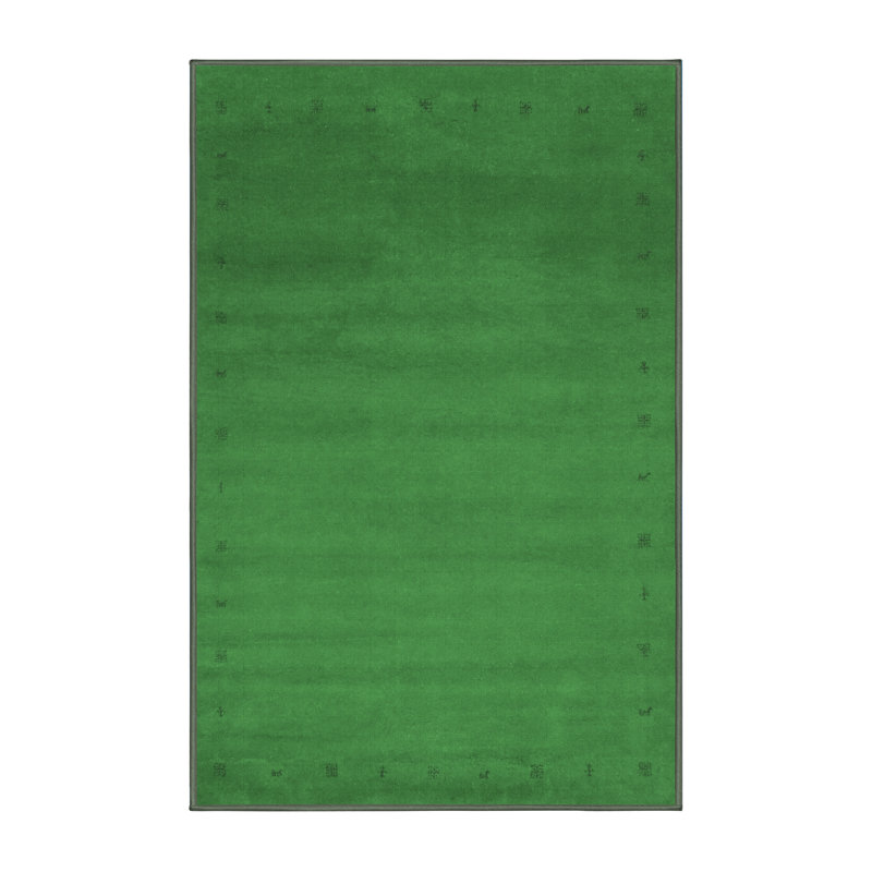 Tapis contemporains vert émeraude lavable à la machine 1796, Rectangle 7 pi x 9 pi