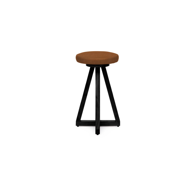 Artless X Swivel 26" Counter Stool, Black Oak, Blackened Steel, Saddle