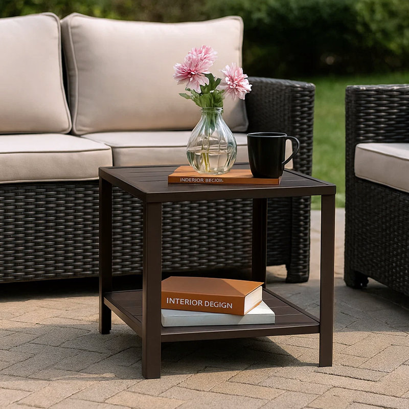 Table basse d'extérieur avec compartiment de rangement