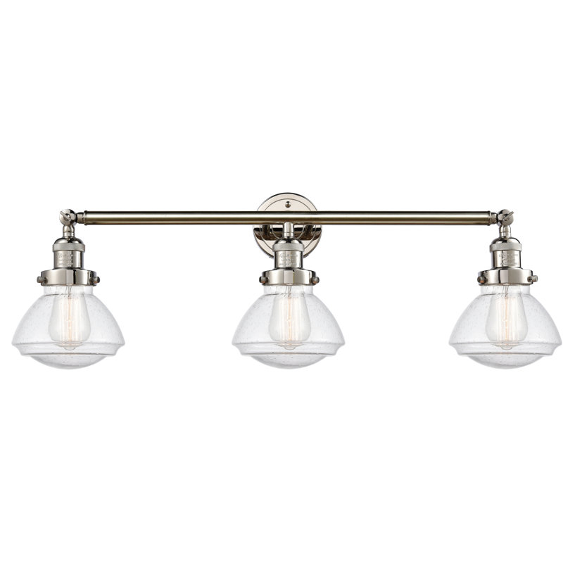 Éclairage pour salle de bain 3 lumières Chesterville, Ampoule incandescente rétro de 60 watts, Grainé, Or satiné