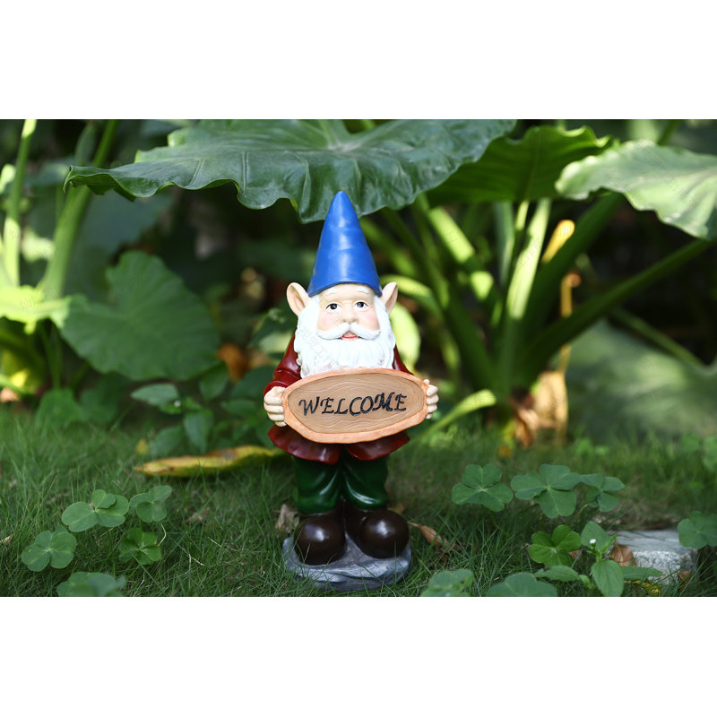 Statue nain de jardin d'extérieur avec projecteur Trinx