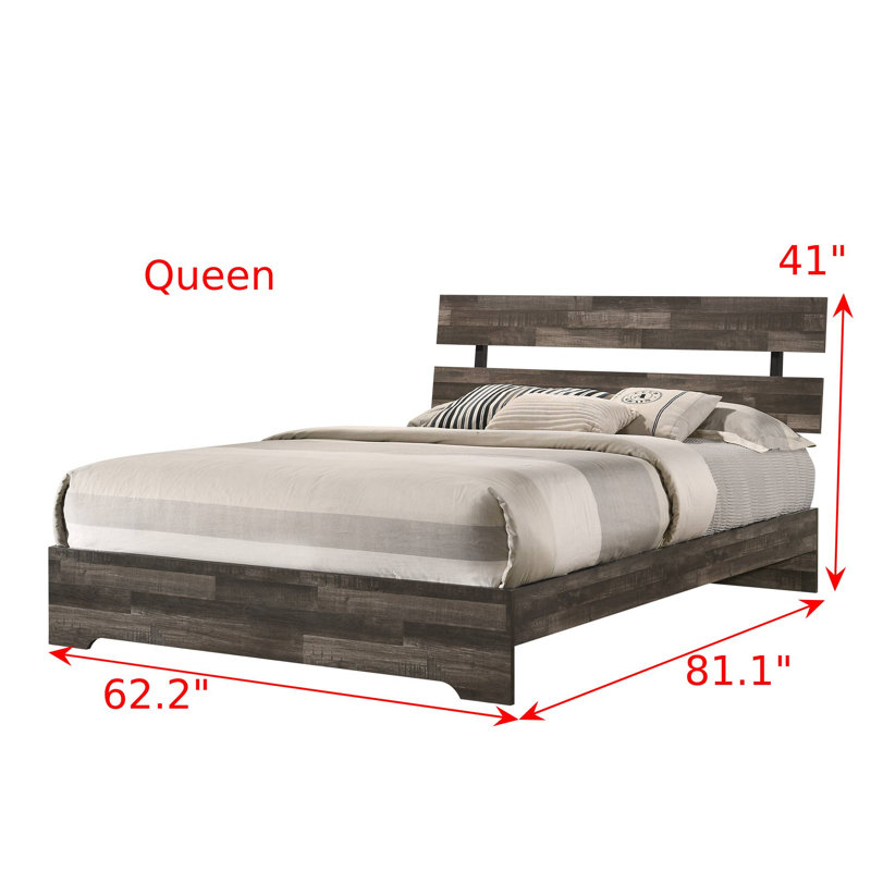 Ensemble de chambre à coucher avec lit plateforme moderne au fini brun, 4 Piece, Queen