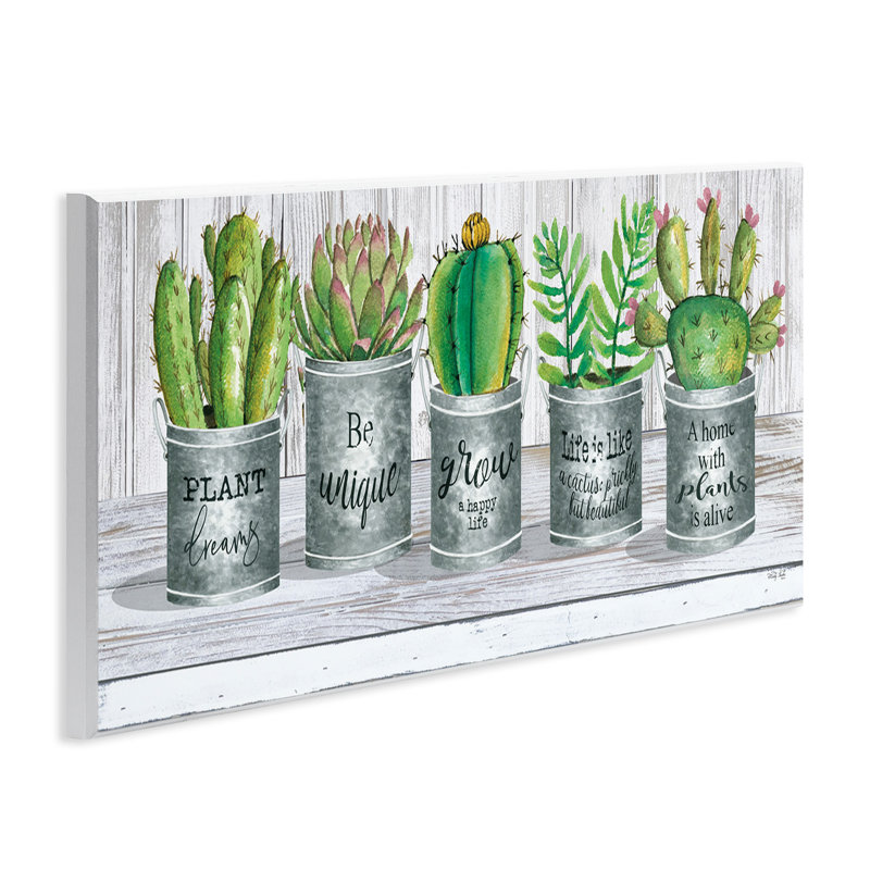 «Succulent and Cactus Jars with Plant Life Puns» par Cindy Jacobs - impression d'art graphique