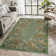 Floral Vintage Washable Dusty  Green Area Rug with Non Slip Backing - Low Pile Durable Carpet for Living Room, Bedroom, Dining Room or Office Decor